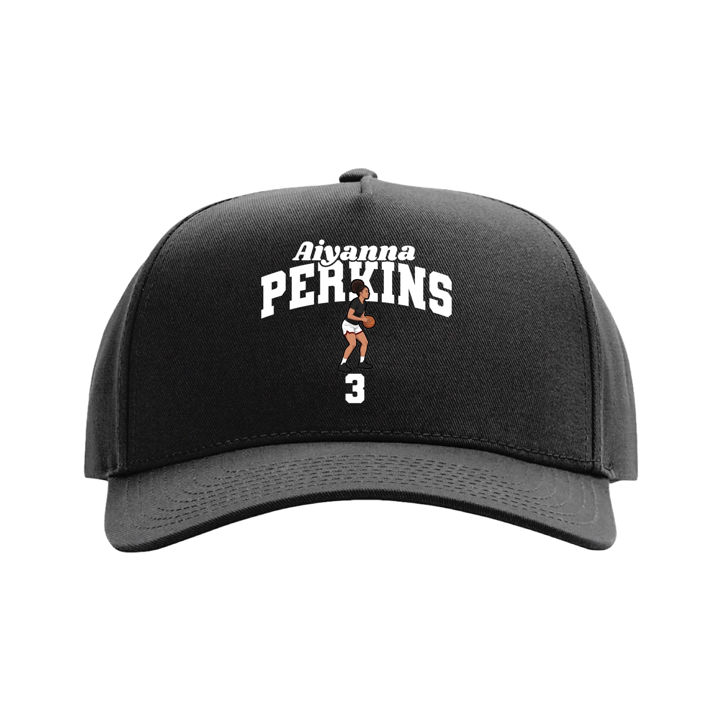 Full Fabric Five-Panel Champ Cap — Signature Arch in Black