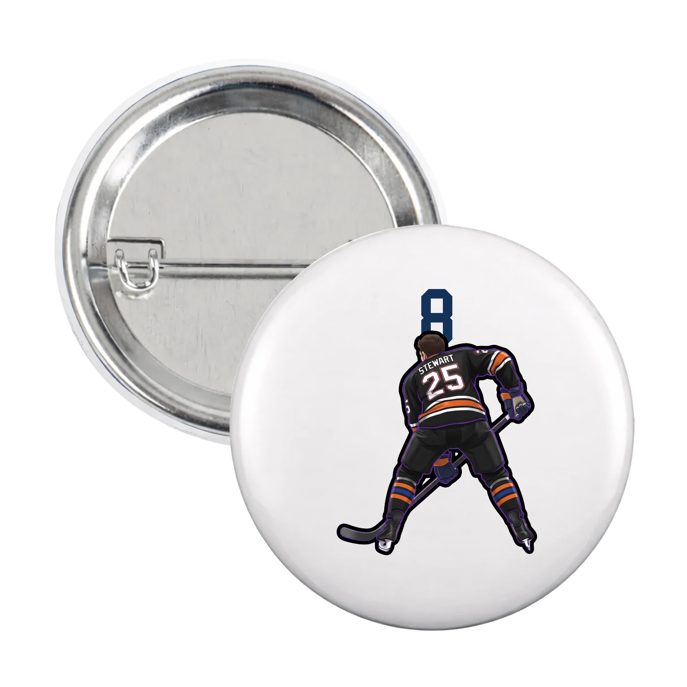 Game Day Button — Number Top in White