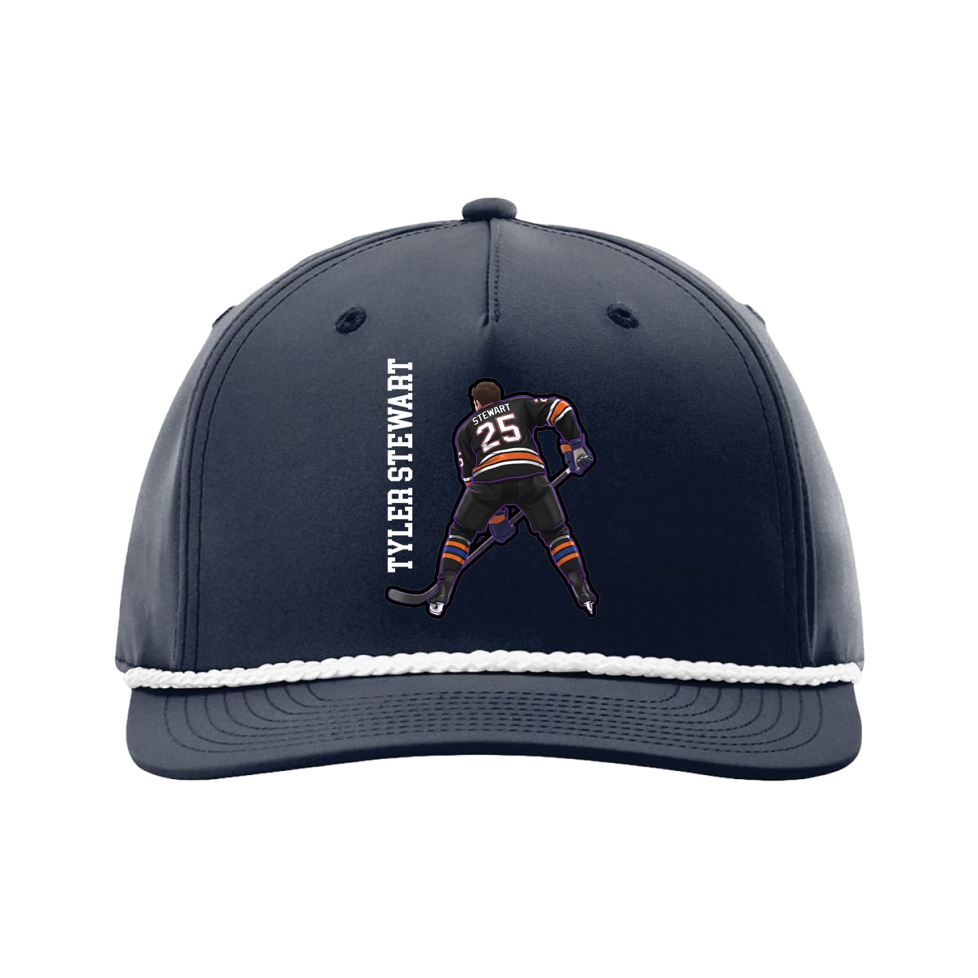 Five-Panel Classic Rope Cap — Name Vertical in Navy