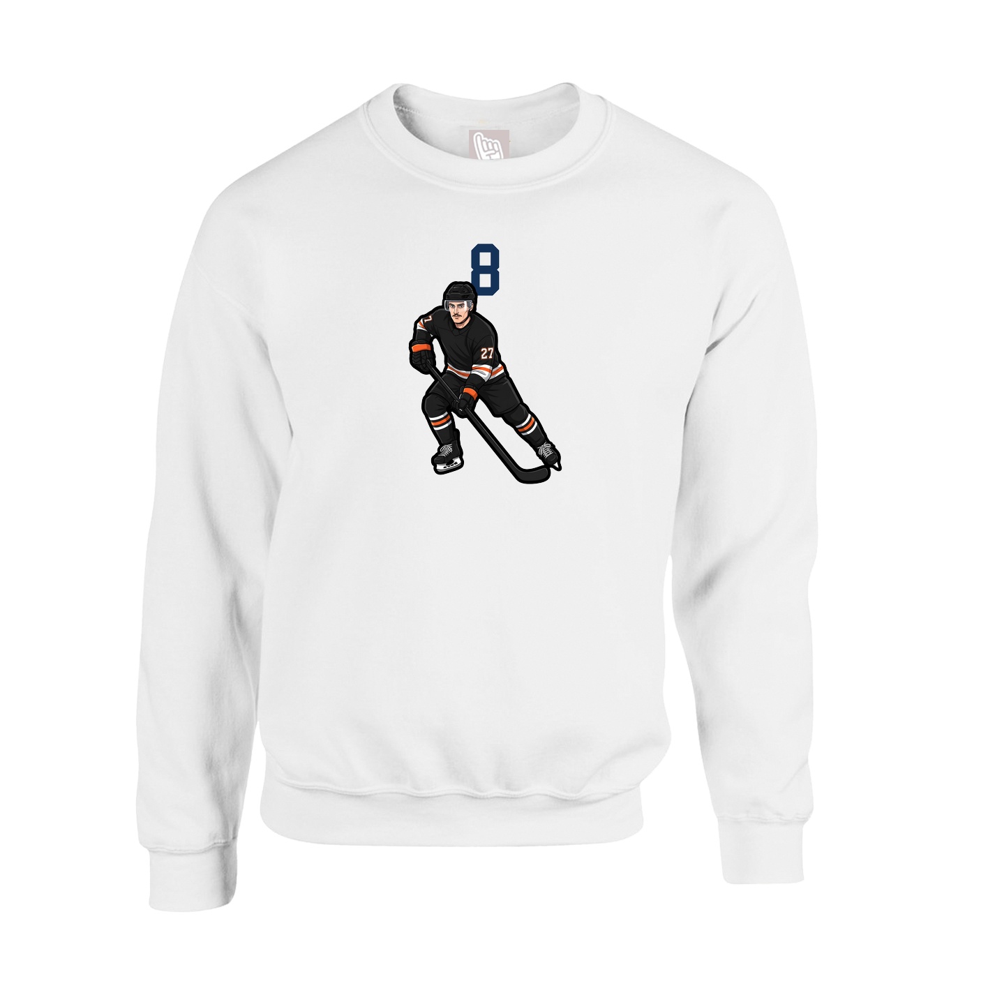 Fleece Crew — Number Top in White