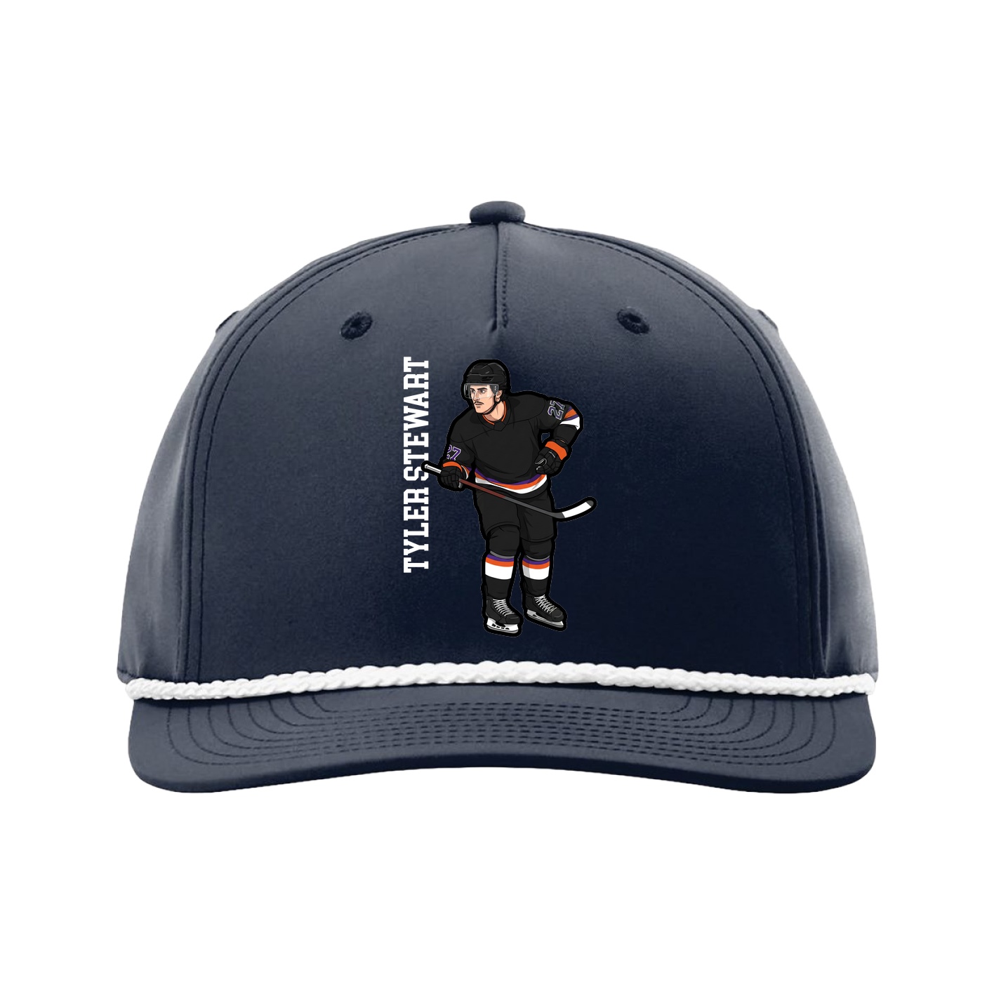 Five-Panel Classic Rope Cap — Name Vertical in Navy
