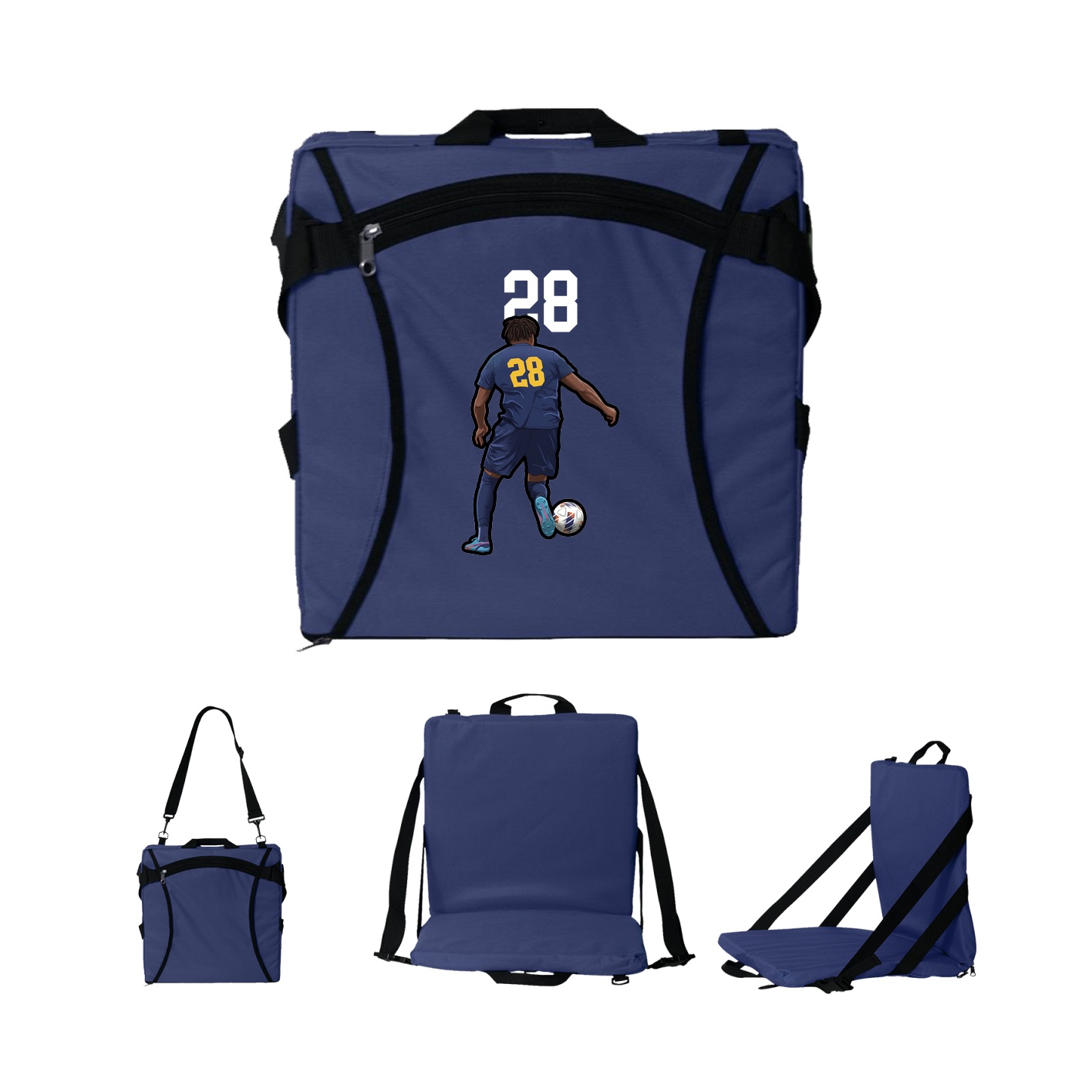 Folding Stadium Seat — Number Top in Navy