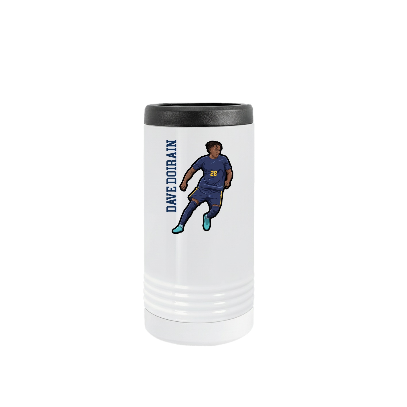 Slim Beverage Holder — Name Vertical in White