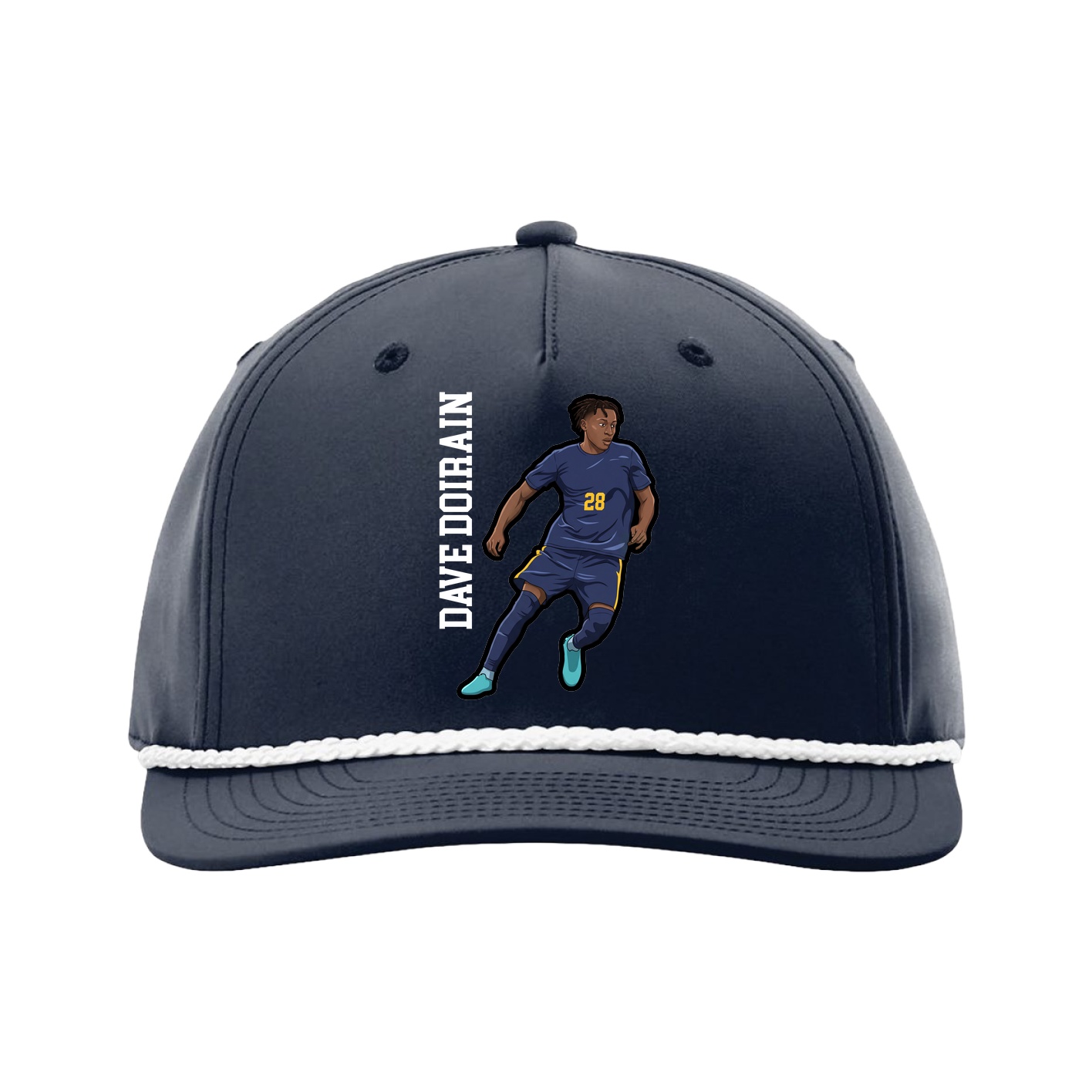 Five-Panel Classic Rope Cap — Name Vertical in Navy