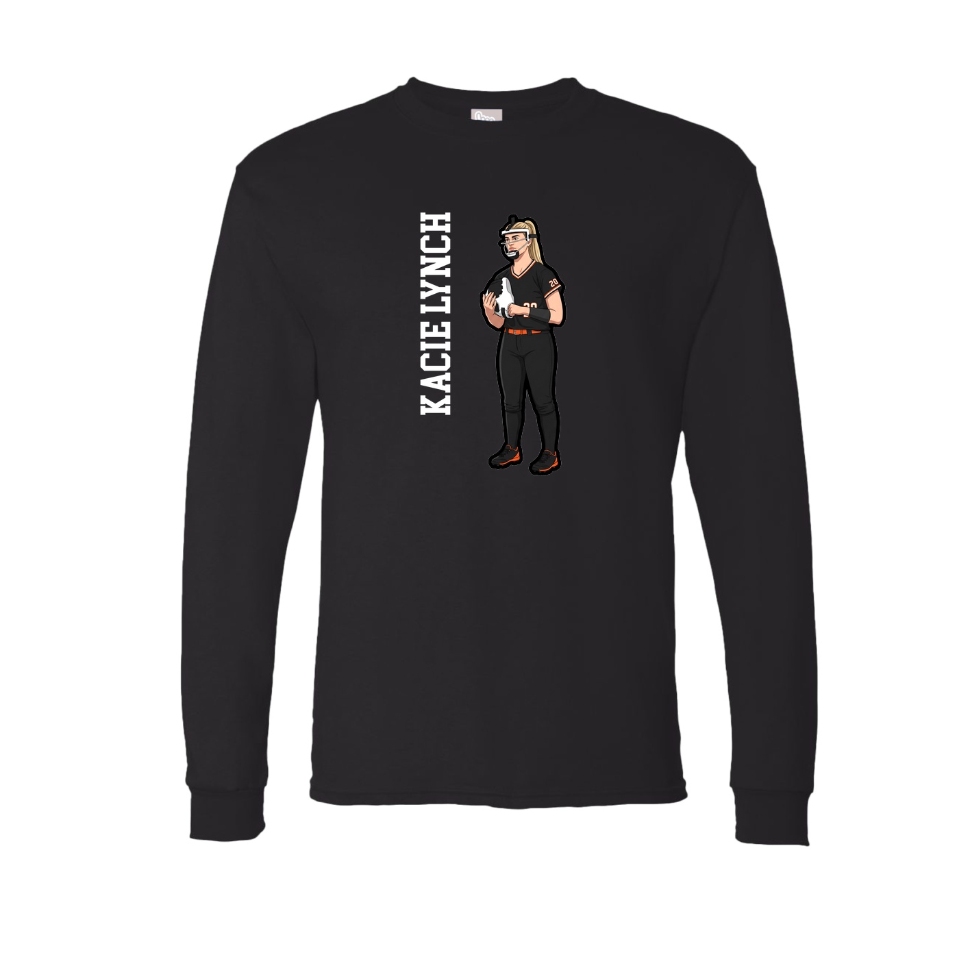 Long Sleeve Tee — Name Vertical in Black