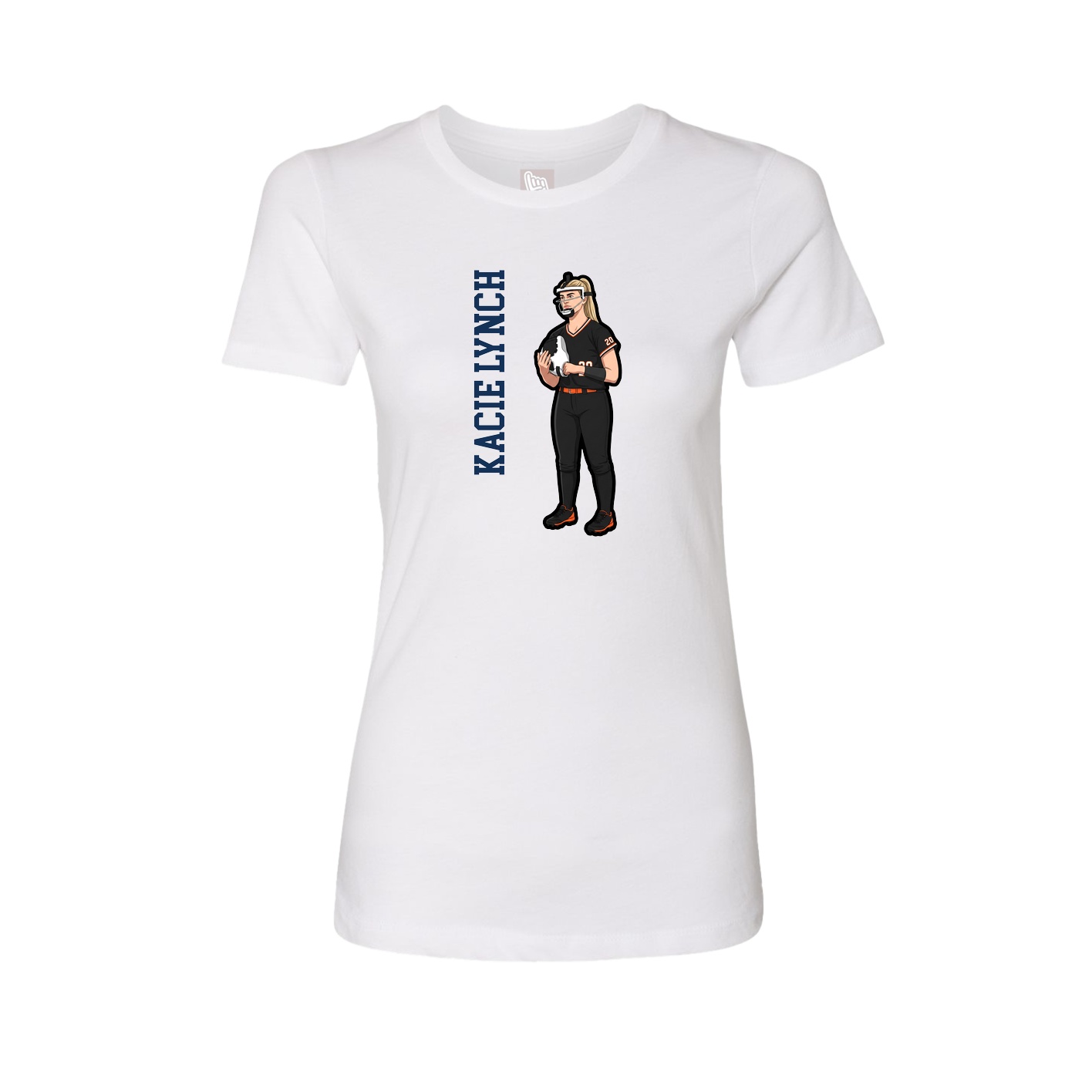 Womens Tee — Name Vertical in White