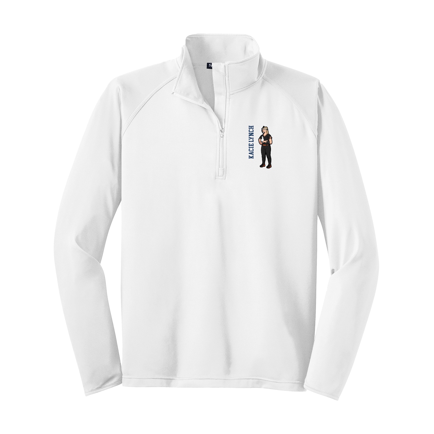 Q-Zip Pullover — Name Vertical in White