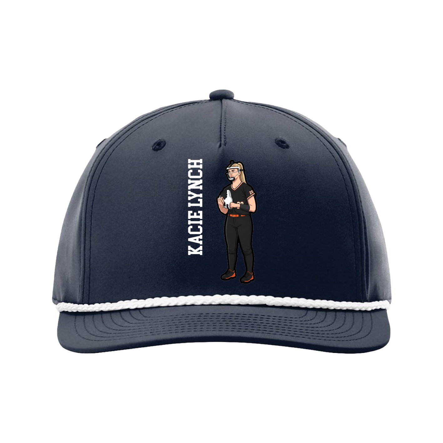 Five-Panel Classic Rope Cap — Name Vertical in Navy