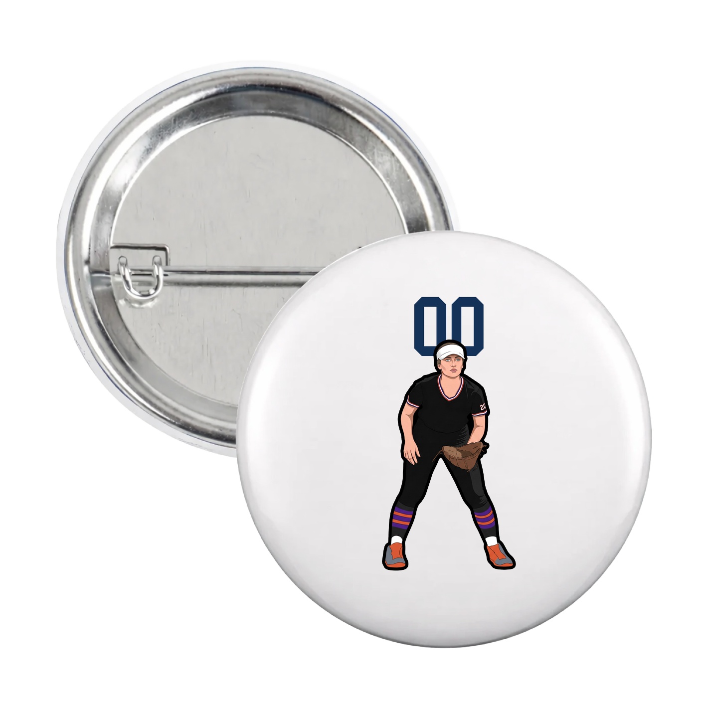 Game Day Button — Number Top in White