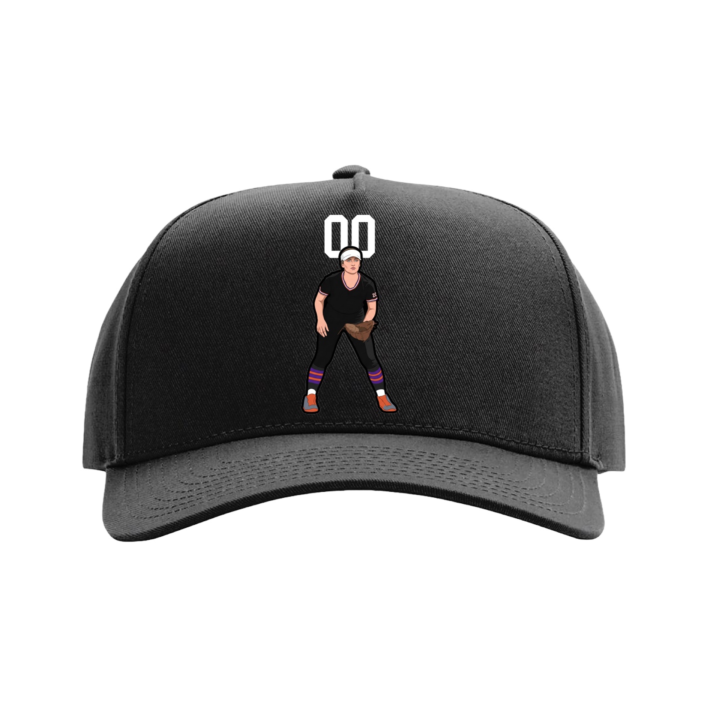 Full Fabric Five-Panel Champ Cap — Number Top in Black