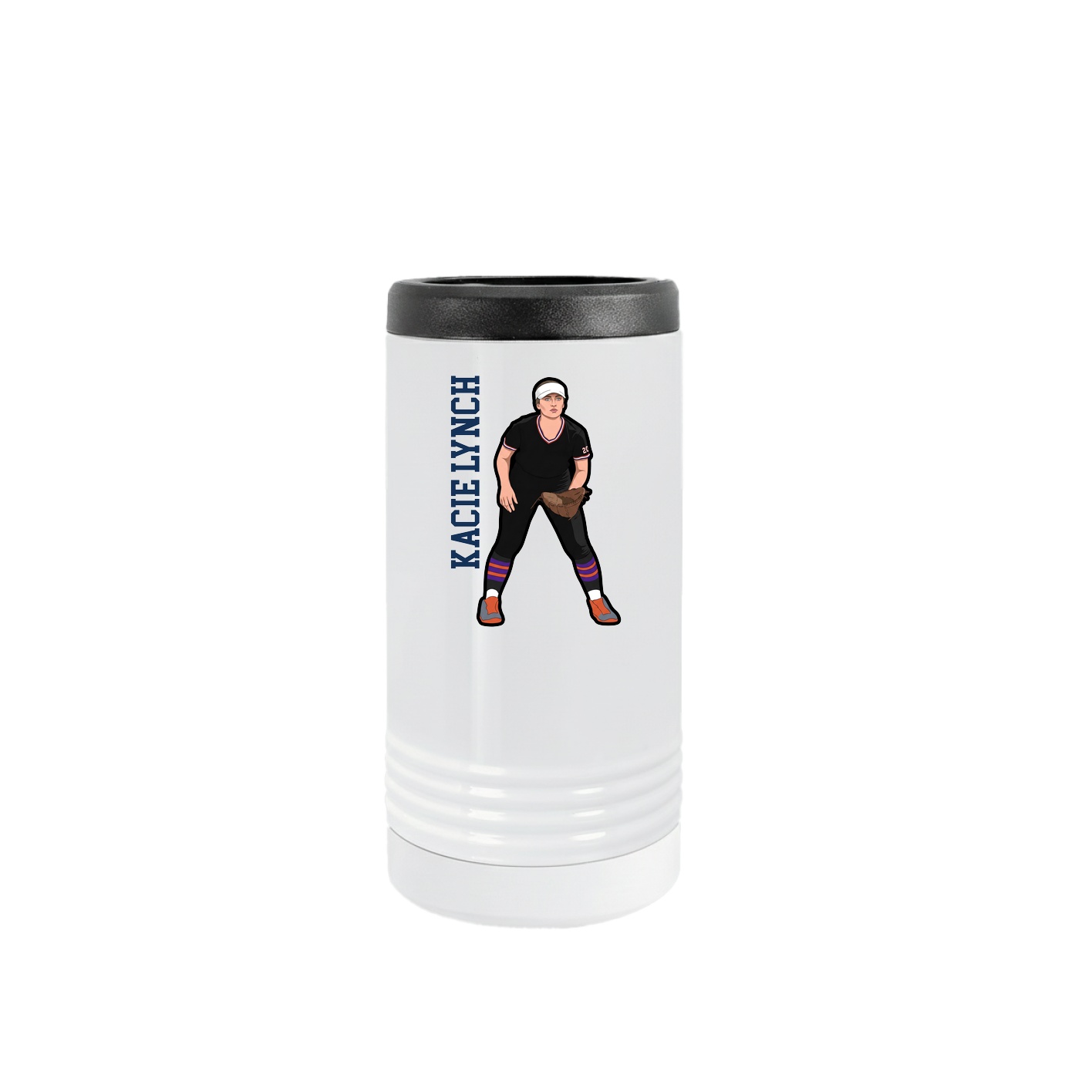 Slim Beverage Holder — Name Vertical in White