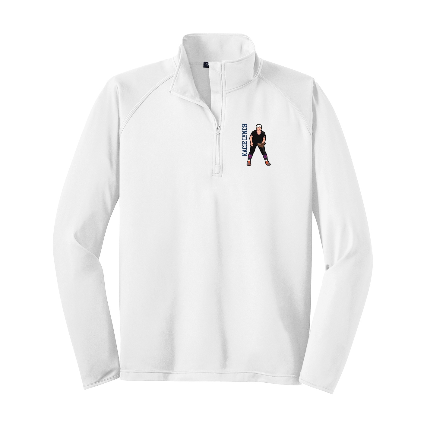 Q-Zip Pullover — Name Vertical in White