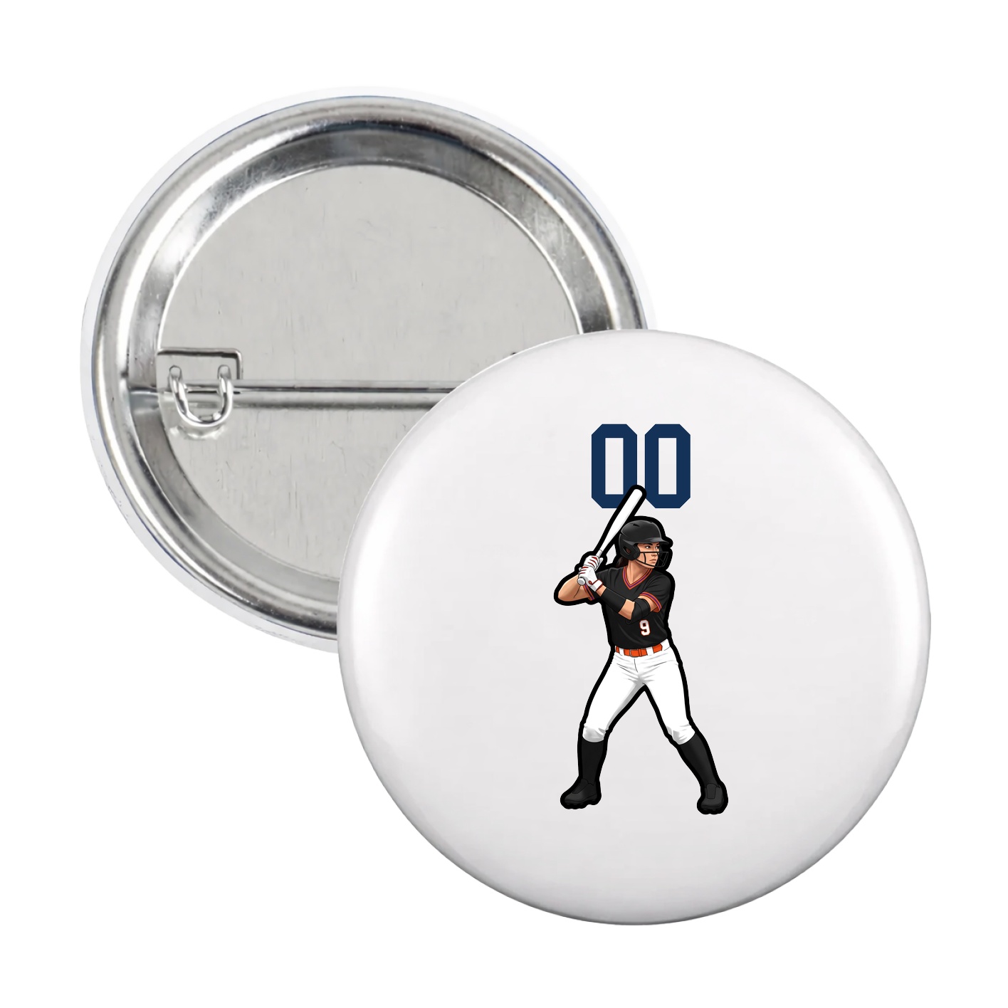 Game Day Button — Number Top in White
