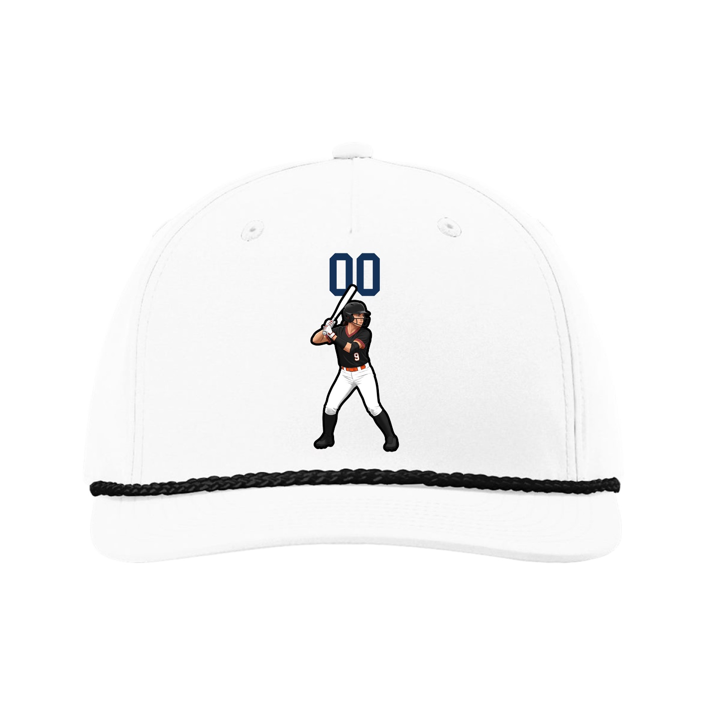 Five-Panel Classic Rope Cap — Number Top in White