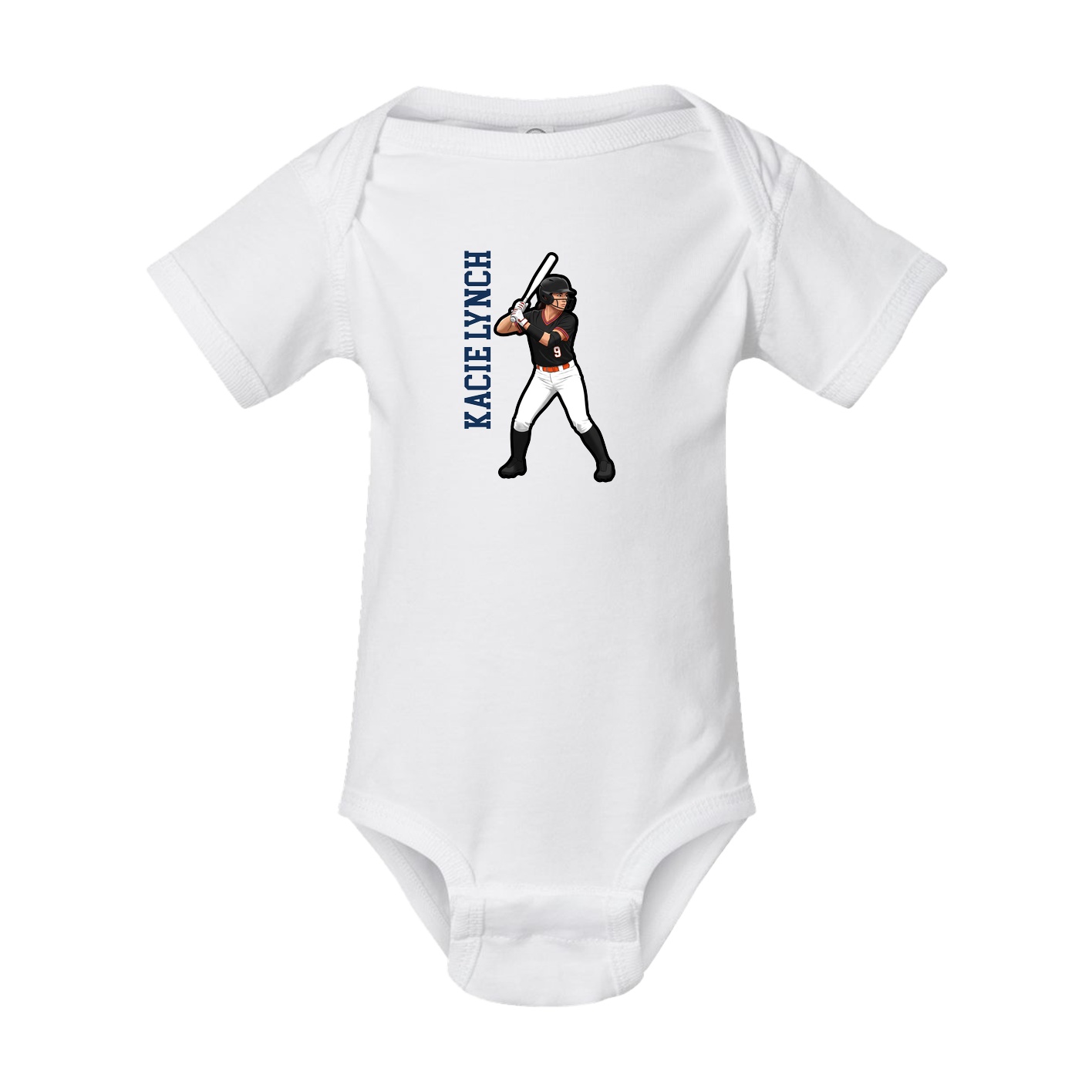 Baby Onesie — Name Vertical in White