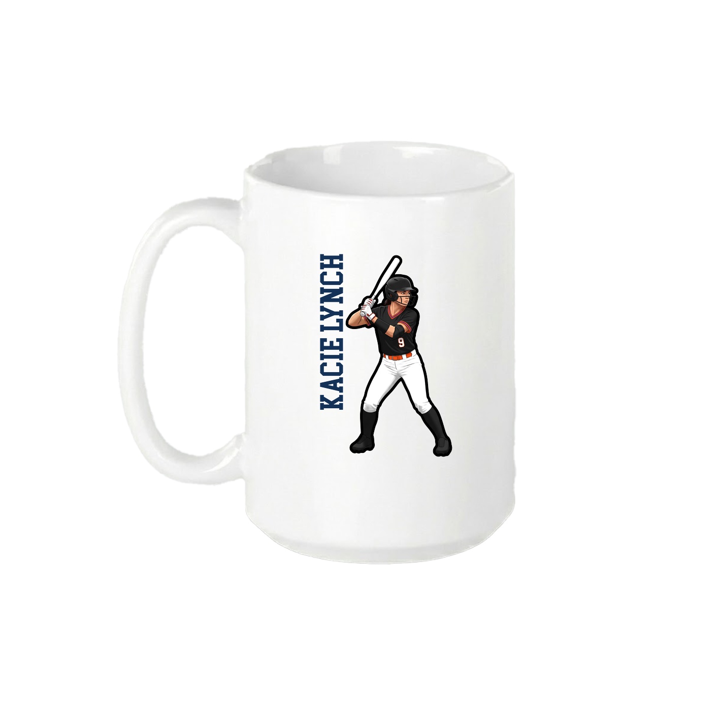 15oz Coffee Mug — Name Vertical in White