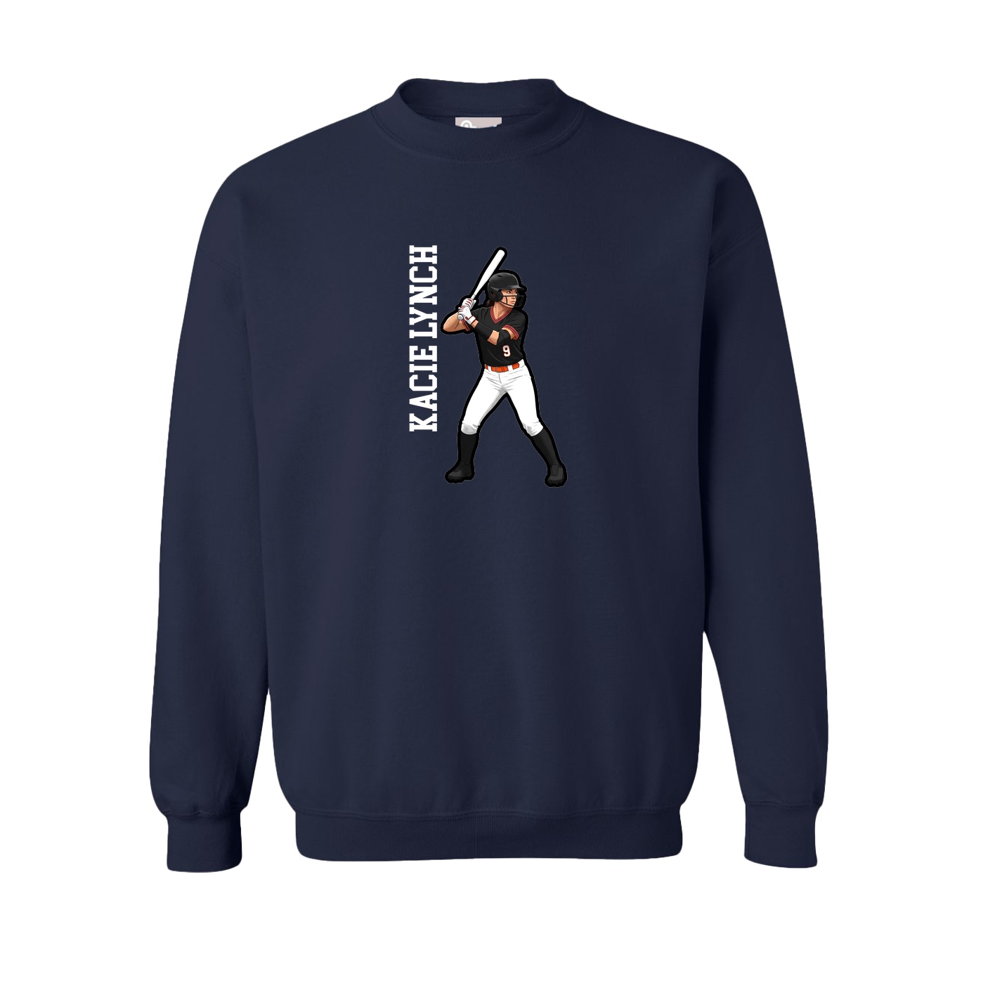 Fleece Crew — Name Vertical in Navy