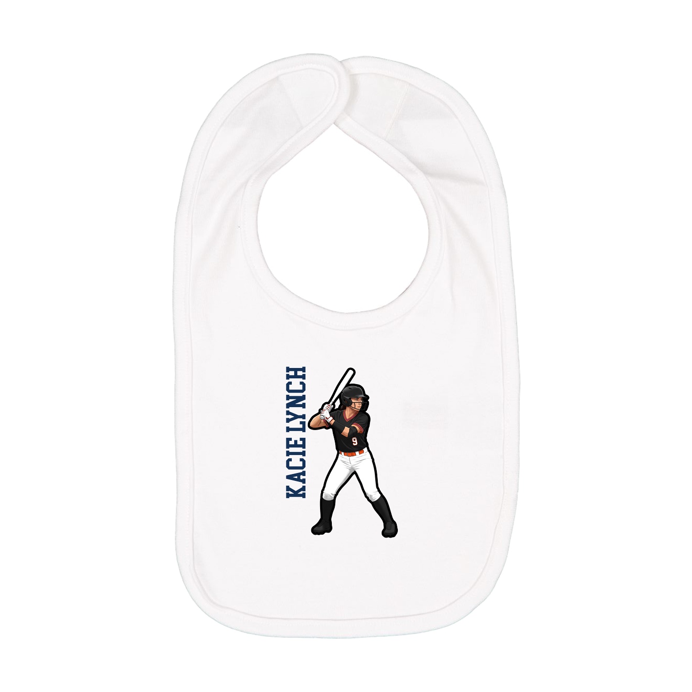 Infant Bib — Name Vertical in White
