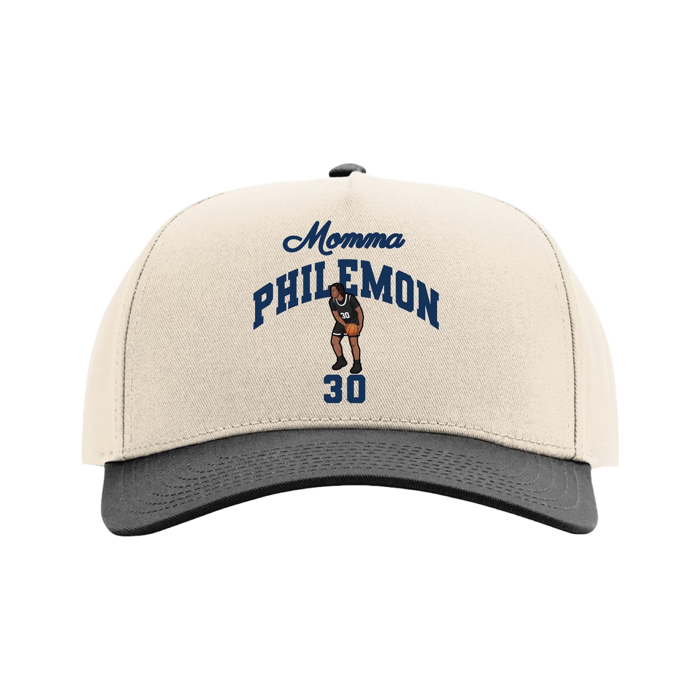 Full Fabric Five-Panel Champ Cap — Mothers Day Arch in Cream/Black