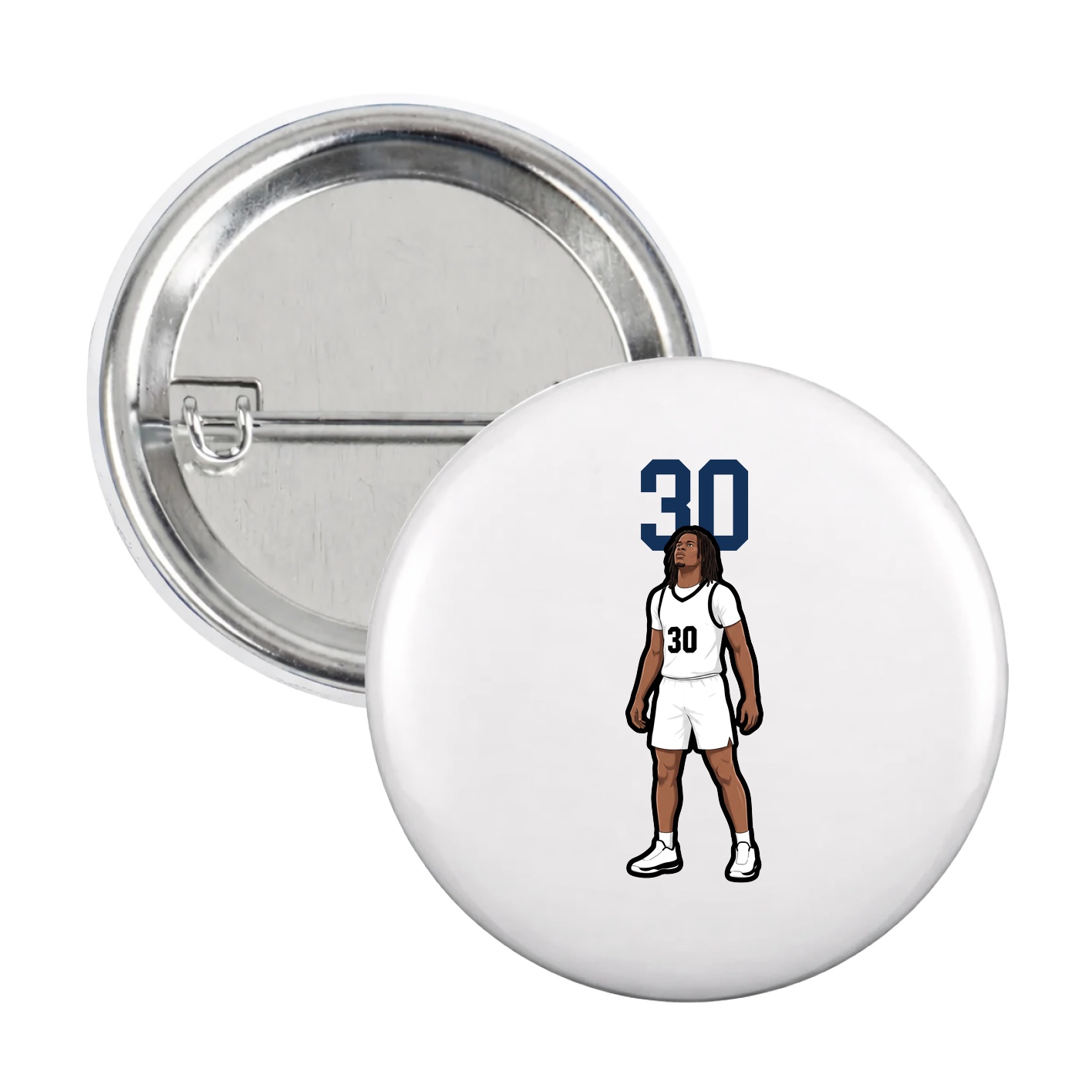 Game Day Button — Number Top in White