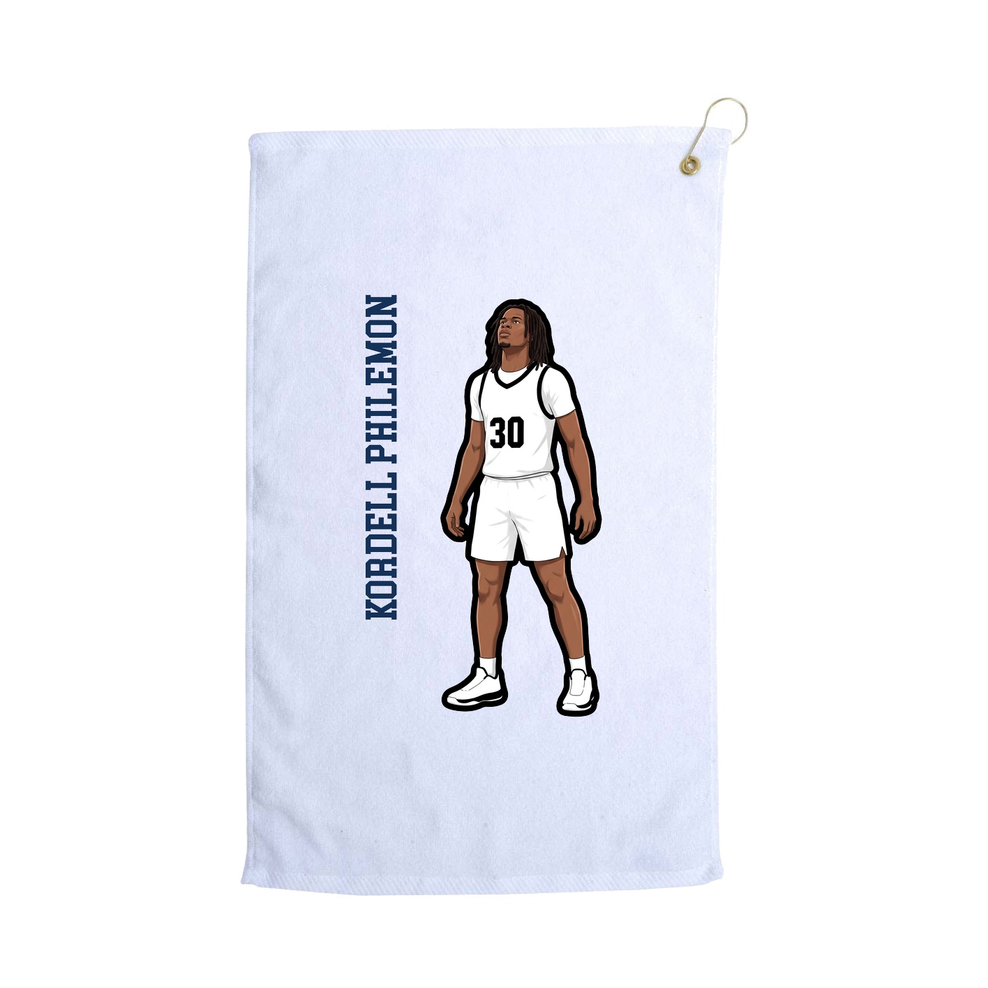 Golf Towel — Name Vertical in White