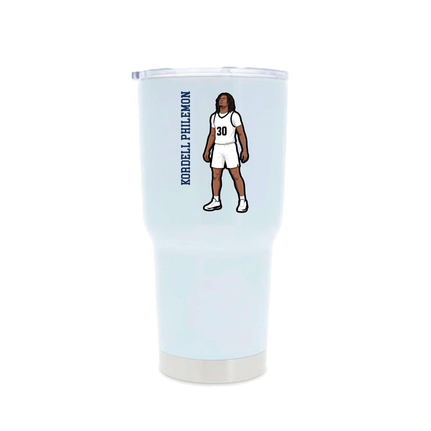 30oz Stainless Steel Tumbler — Name Vertical in White