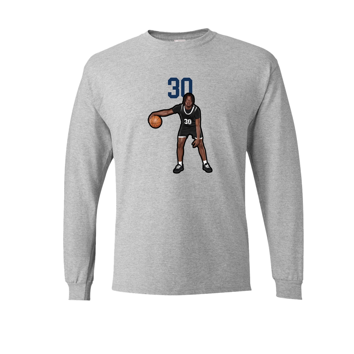 Long Sleeve Tee — Number Top in Grey