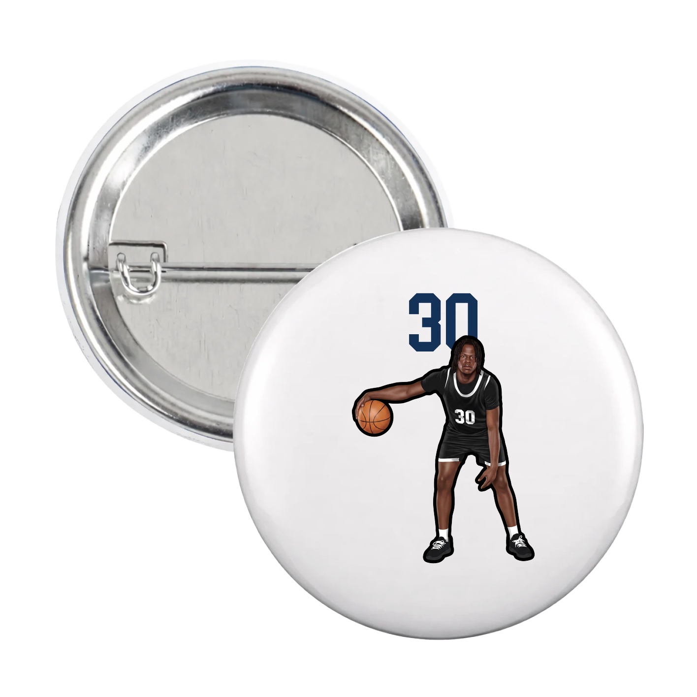 Game Day Button — Number Top in White