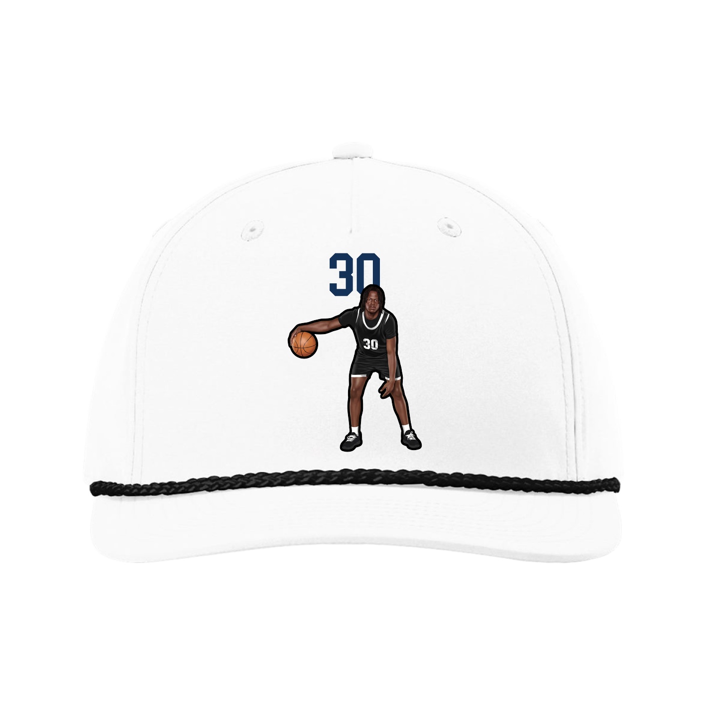Five-Panel Classic Rope Cap — Number Top in White