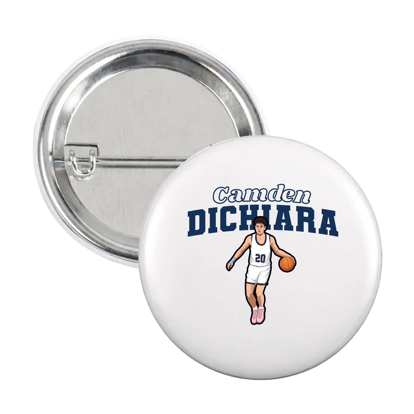 Game Day Button — Name Arch in White