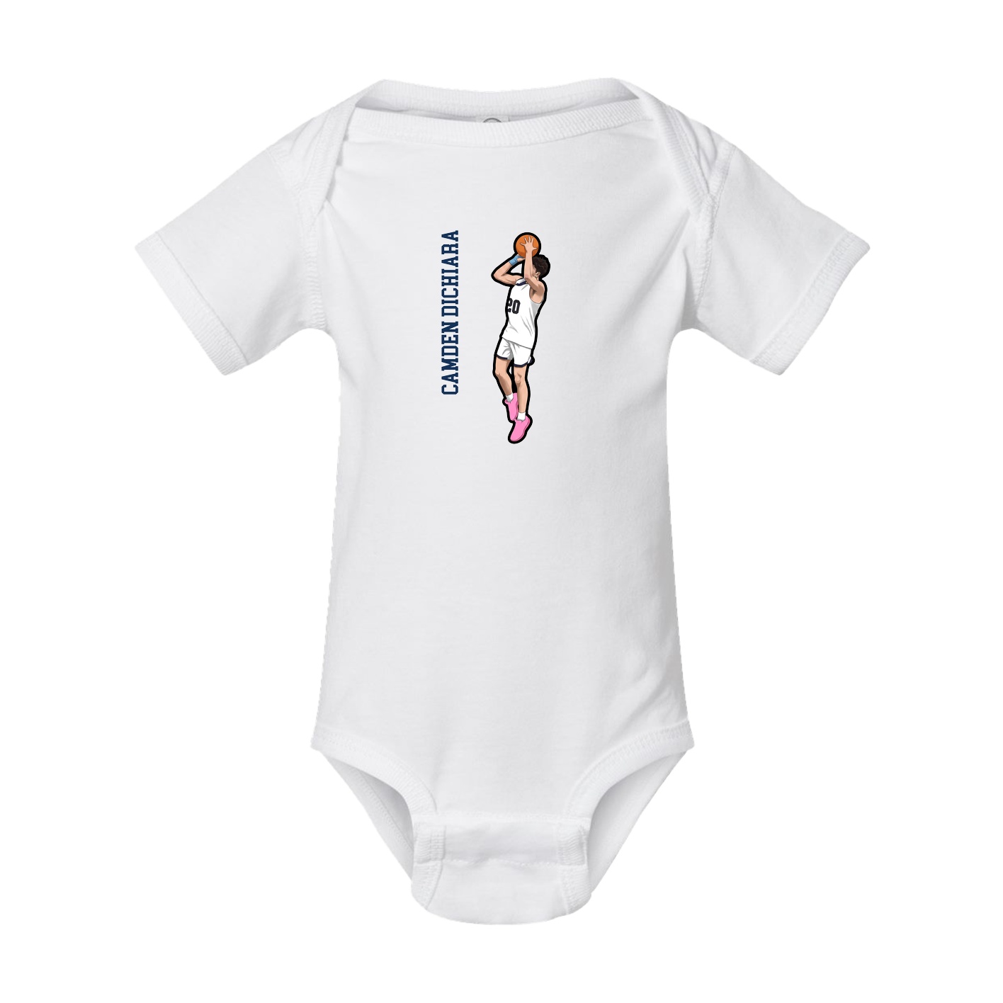 Baby Onesie — Name Vertical in White
