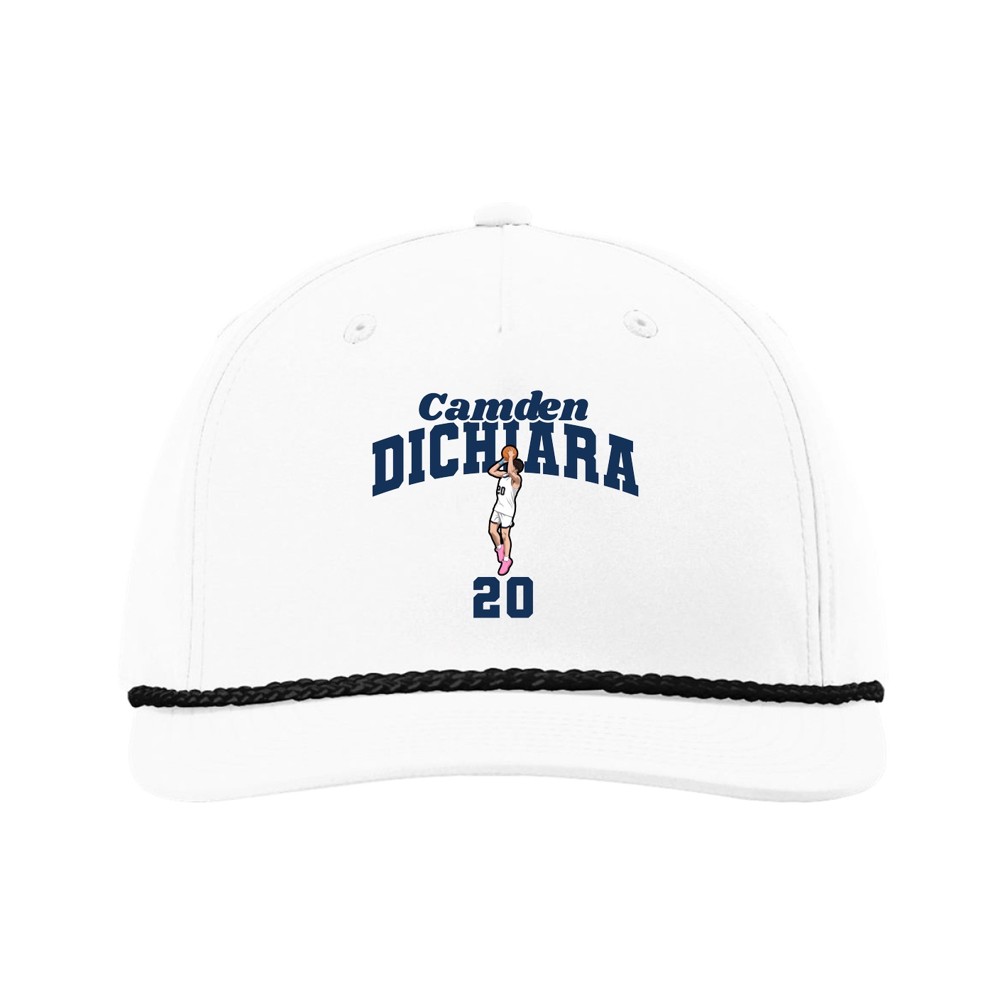 Five-Panel Classic Rope Cap — Signature Arch in White