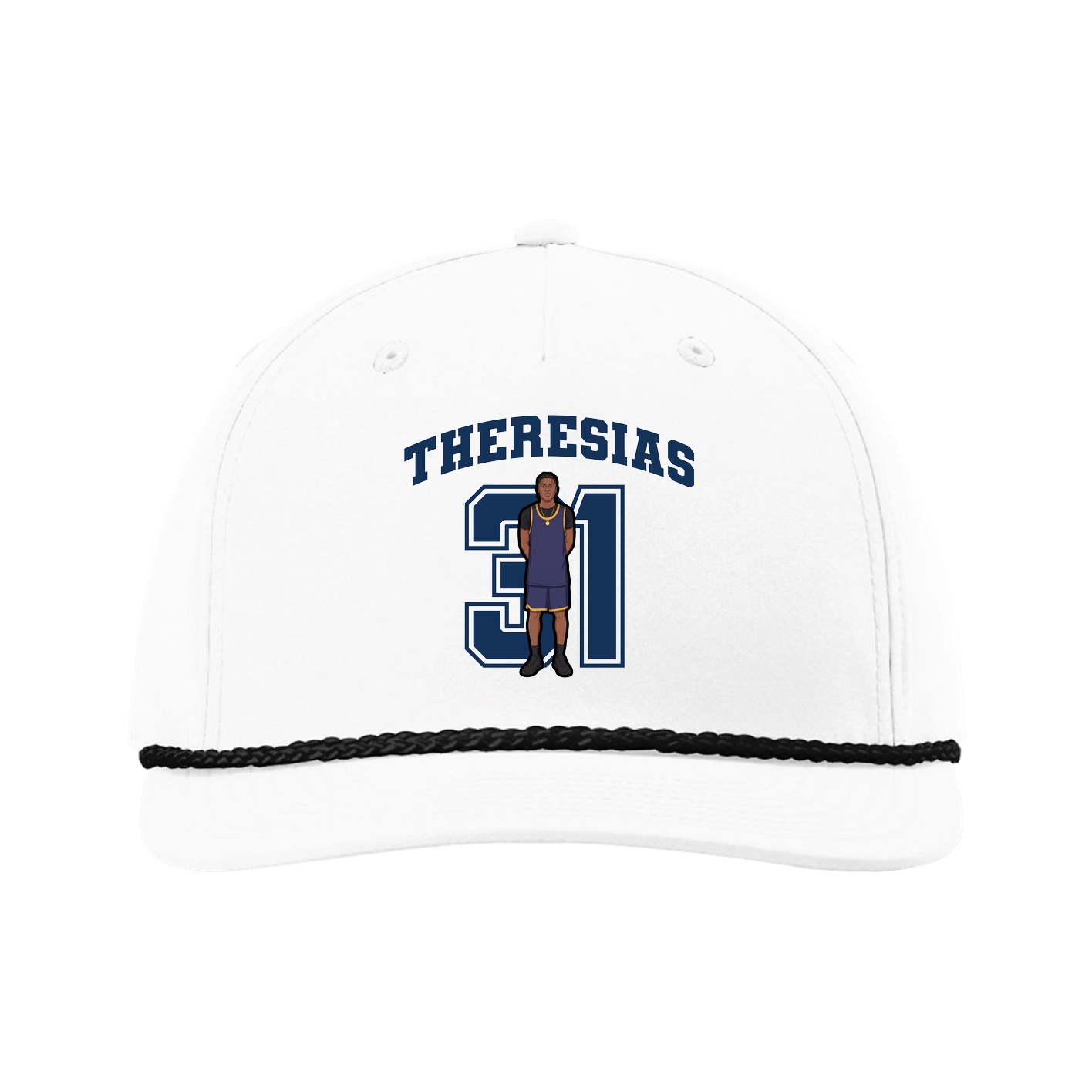 Five-Panel Classic Rope Cap — Number in White