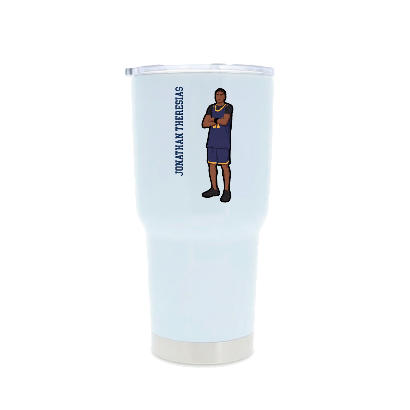 30oz Stainless Steel Tumbler — Name Vertical in White