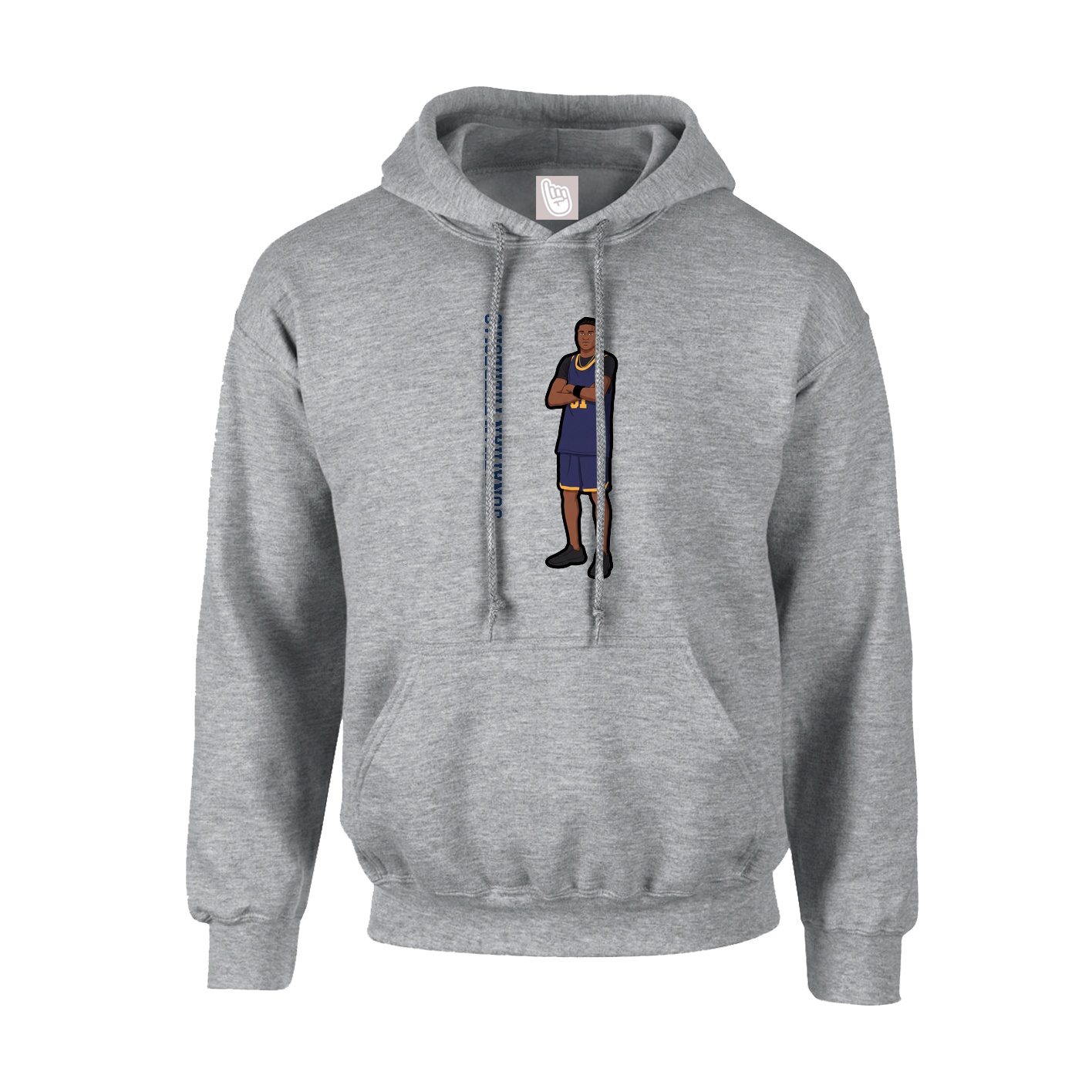 Youth Hoodie — Name Vertical in Grey