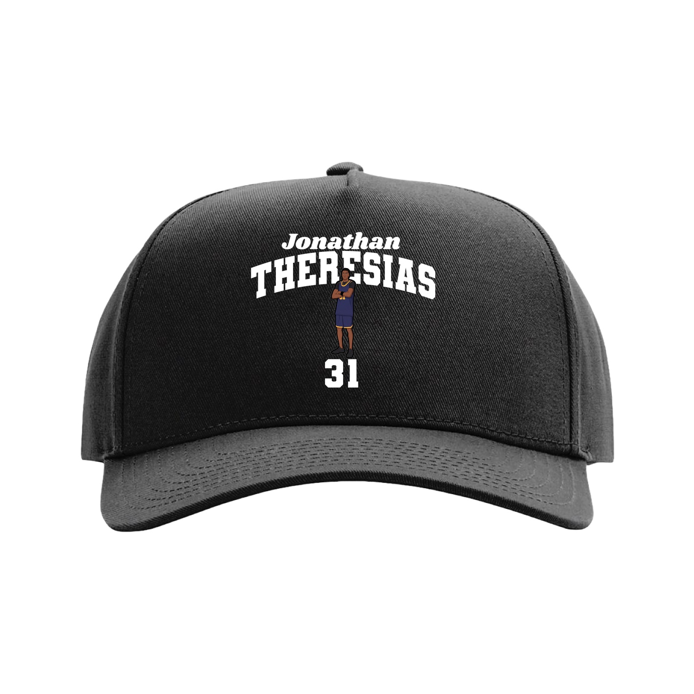 Full Fabric Five-Panel Champ Cap — Signature Arch in Black