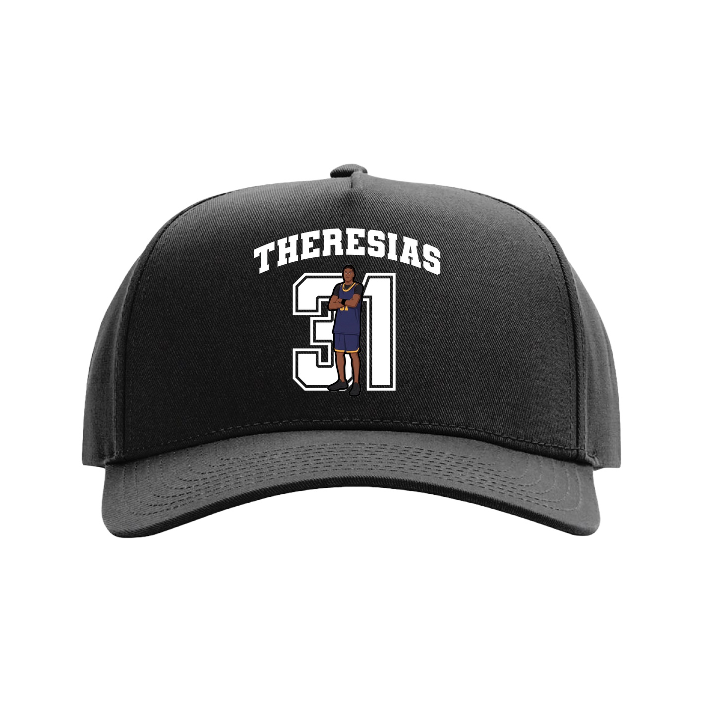 Full Fabric Five-Panel Champ Cap — Number in Black