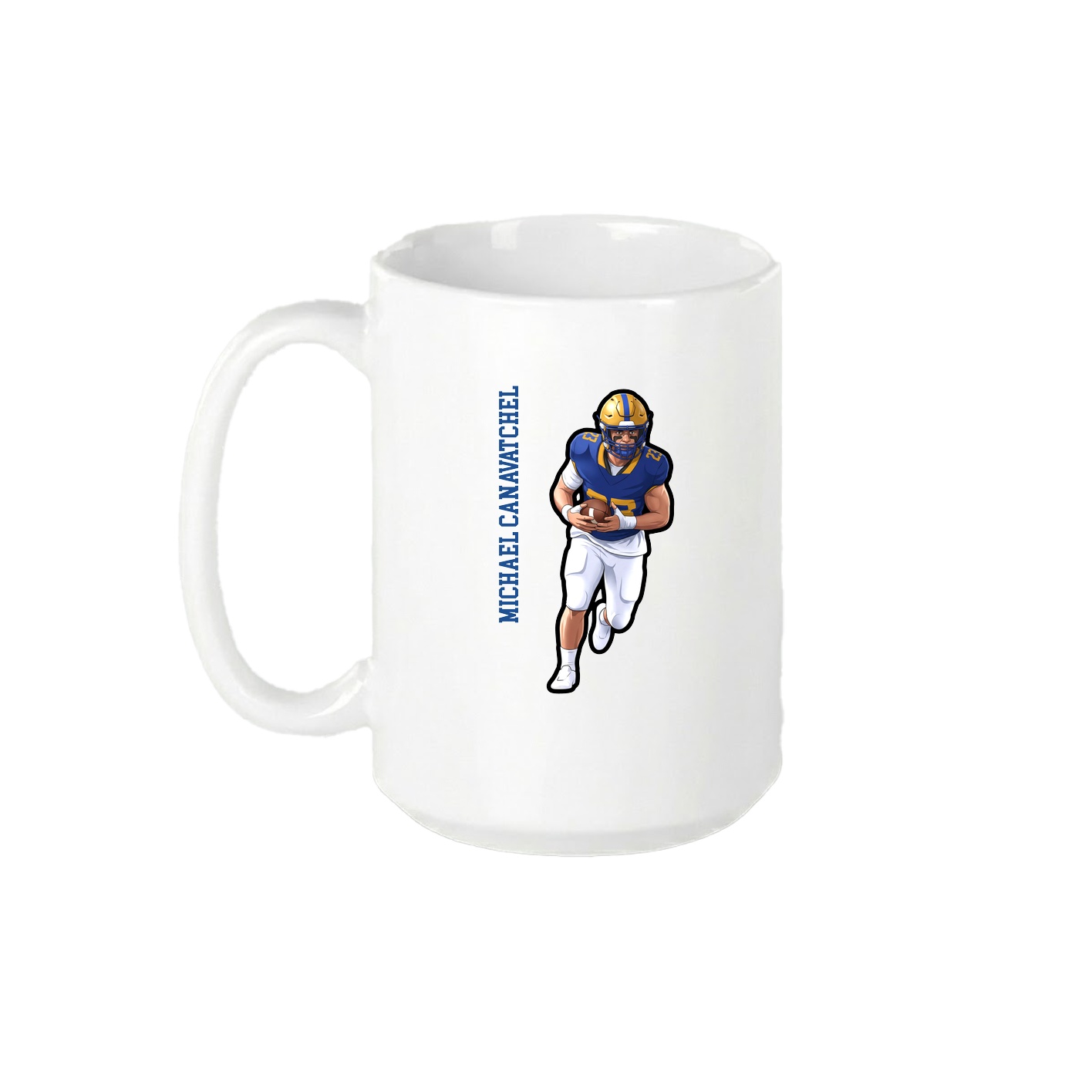 15oz Coffee Mug — Name Vertical in White