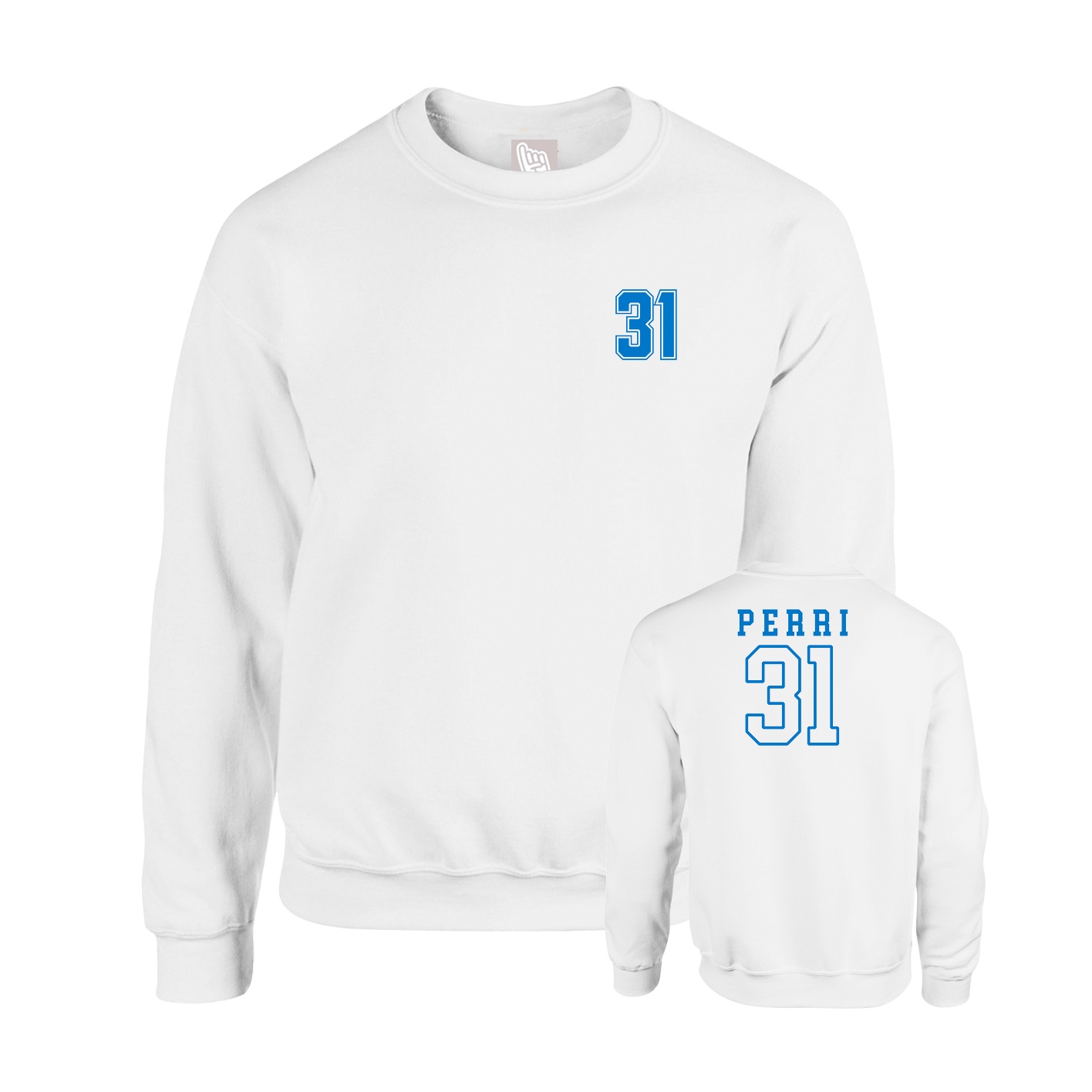 Fleece Crew — Chest Back in White