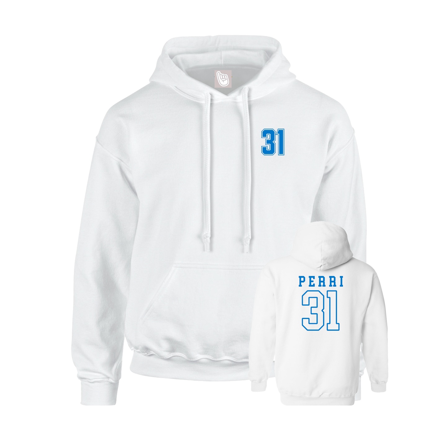 Youth Hoodie — Chest Back in White