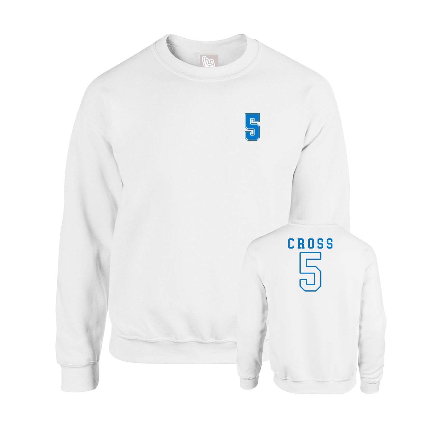 Fleece Crew — Chest Back in White