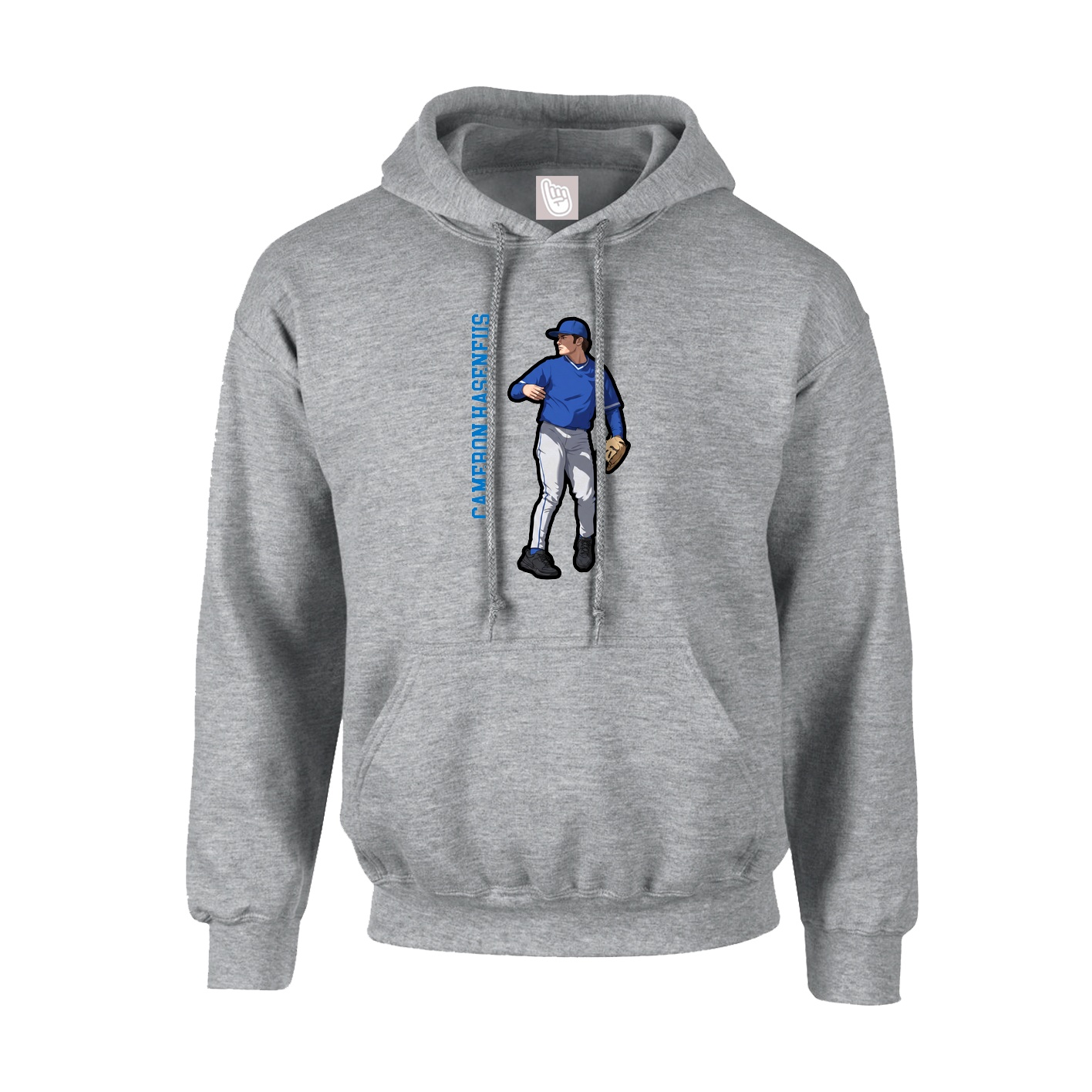 Hoodie — Name Vertical in Grey