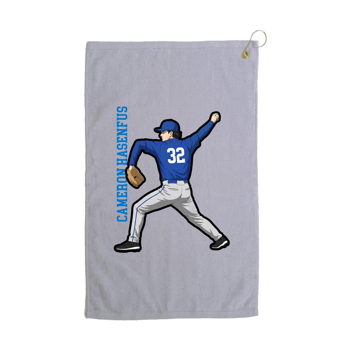 Golf Towel — Name Vertical in Grey