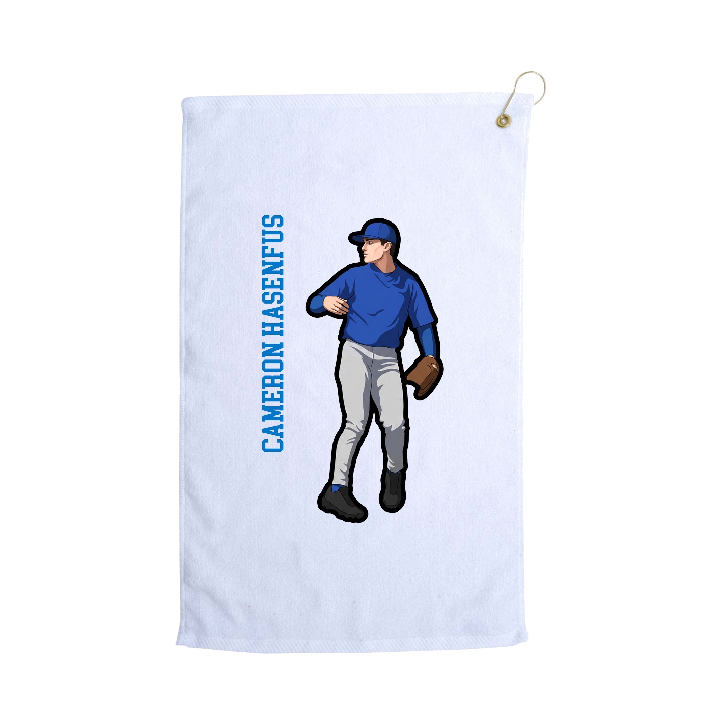 Golf Towel — Name Vertical in White