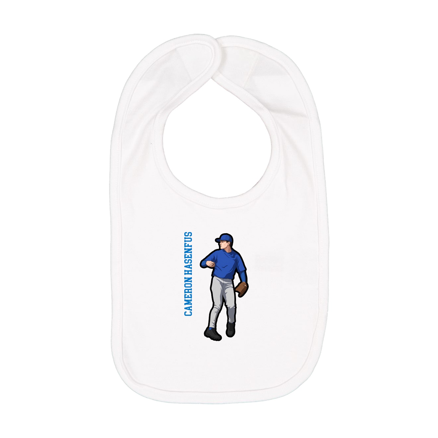 Infant Bib — Name Vertical in White