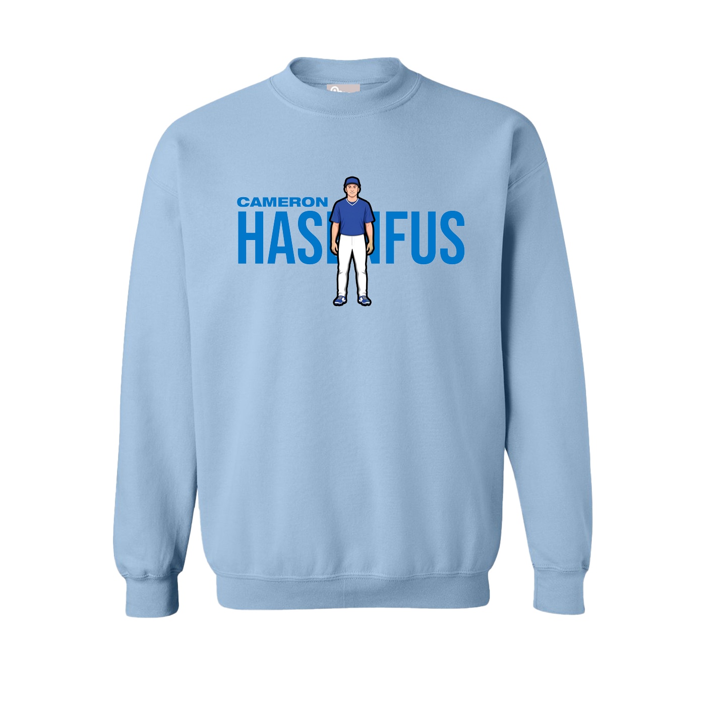 Fleece Crew — Player Name in Light Blue
