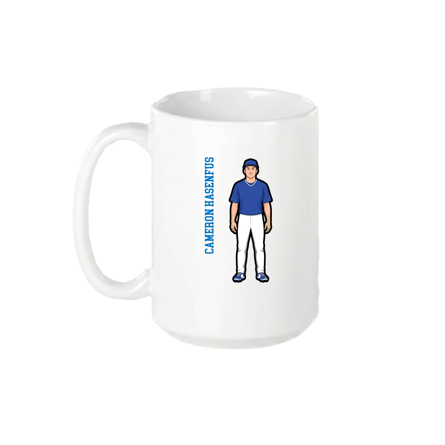 15oz Coffee Mug — Name Vertical in White