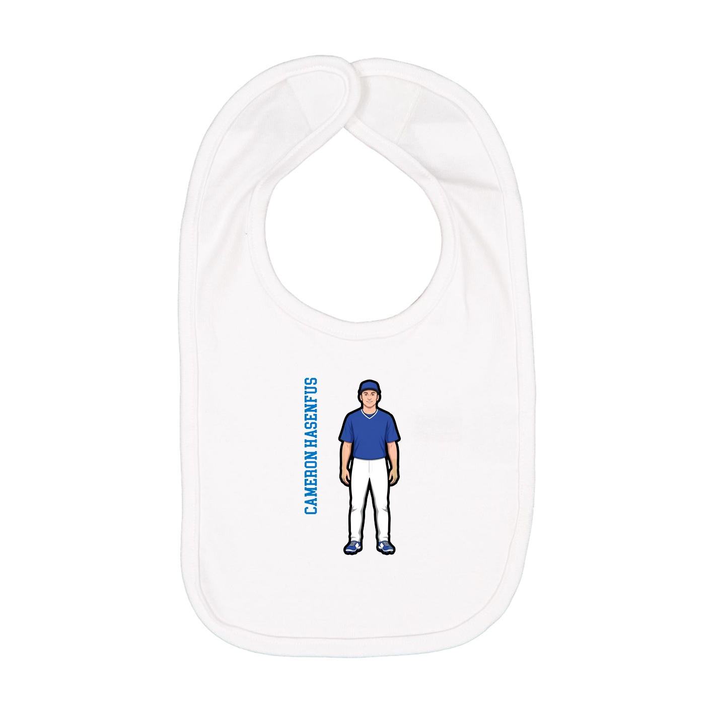 Infant Bib — Name Vertical in White