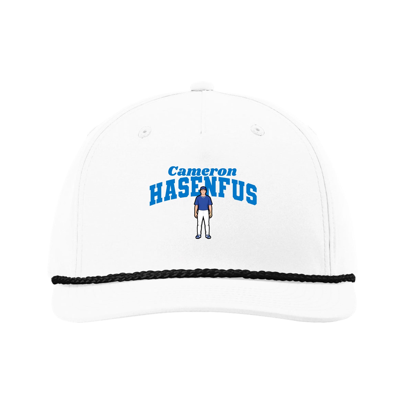 Five-Panel Classic Rope Cap — Signature Arch in White