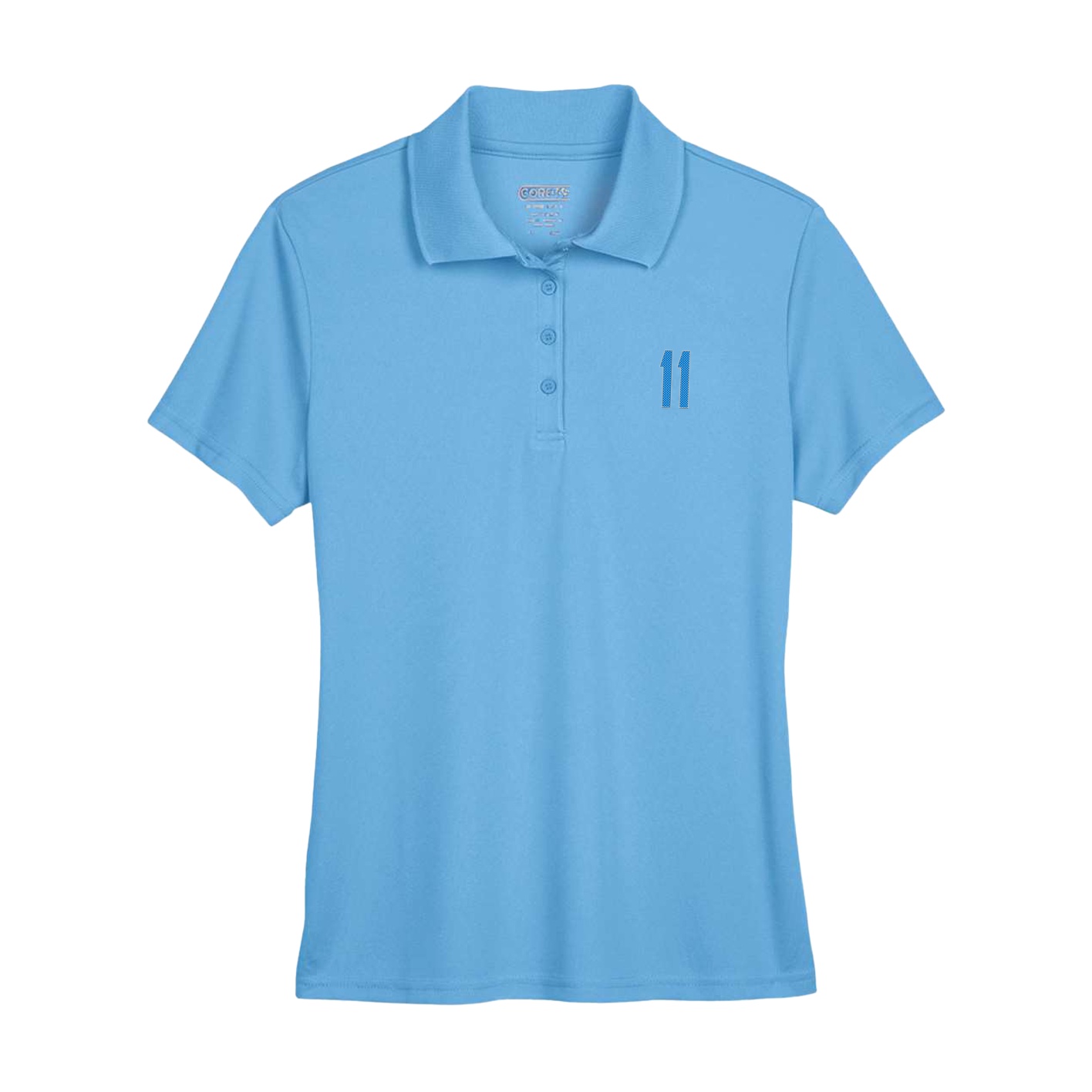 Womens Performance Polo — Front Shirsy in Powder Blue